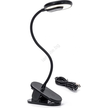 Image 1 of Aigostar - LED регулируема настолна лампа с клип, 3W, 5V, 1800mAh, черна (AI0922)