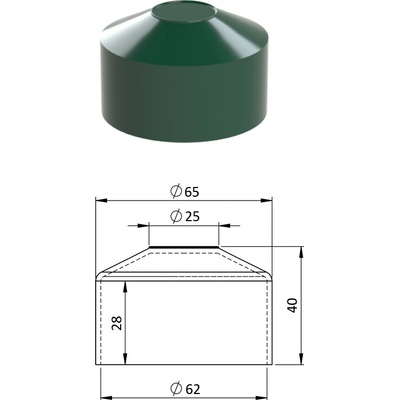 Vnější krytka kulatá ø 62 mm, plastová PE, zelená