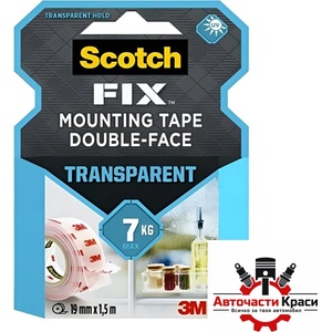 Paolo Двойнолепящо тиксо 3M Scotch FIX 19мм х 1.5м до 7кг Прозрачно (29122)
