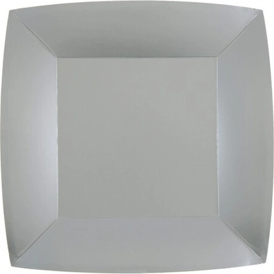 Santex Papierové taniere štvorcové jednofarebné 18 x 18 cm Farba: strieborná