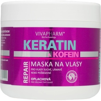 Vivaco VivaPharm keratínová oplachová maska na vlasy s kofeínom 600 ml