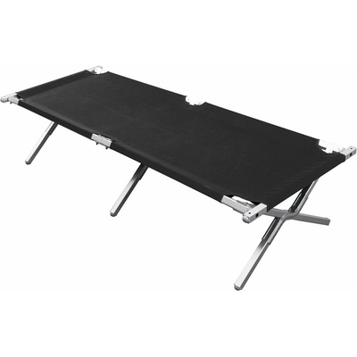 BasicNature Алуминиев шезлонг за пътуване черен 210 cm (54350)