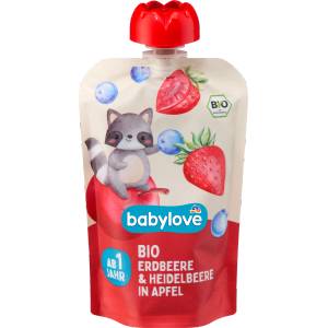 babylove Плодово пюре ягода, черна боровинка и ябълка, 1+г, 100 g (1500483)