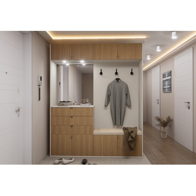 ИРИМ Портманто СИТИ 4094 - обзавеждане за коридор с led осветление кашмир / дъб гардън