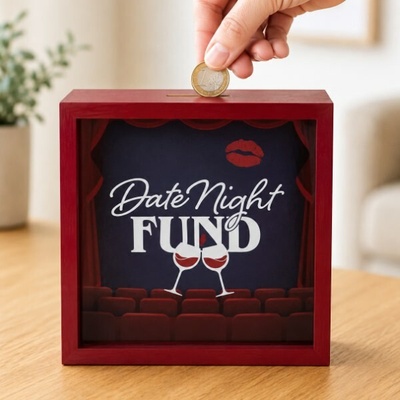 Drevená pokladička Date Night Fund