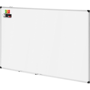 Amazon Basics magnetic whiteboard with aluminum frame, pen holder, 6 magnets, 1 eraser and 2 markers for office and home, wall mounting, dry wipe, 150cm x 100cm - 1548964542 (1548964542)