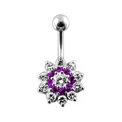 Šperky4U stříbrný piercing do pupíku kytička BP01099-CA