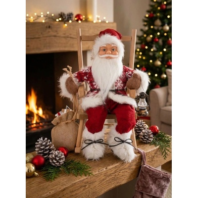 MagicHome Dekorácia Vianoce Santa sediaci 46 cm