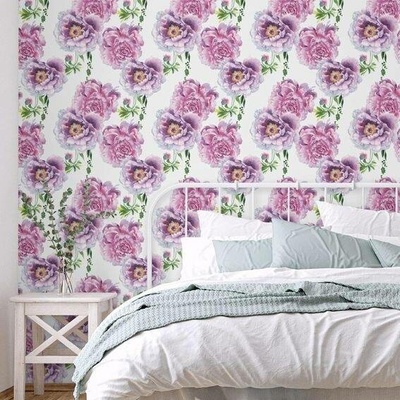 VaryPaper Pivoňka samolepicí Vintage růžová květinová tapeta 44,5cmx800cm Role Vinyl Paper