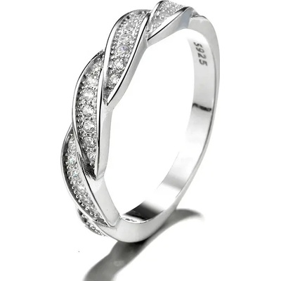 Majya Stříbrný prsten proplétaný se zirkony MARTA 10055 6