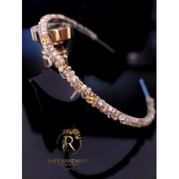 Image 1 of Radi handmade Луксозна диадема с бежави, прозрачни кристали и камъни (343)