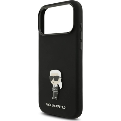 CG Mobile iPhone 17 Pro Max KARL LAGERFELD LIQUID SILICONE METAL IKONIK CASE силиконов протектор за телефон, удароустойчив, протектор за камера, BLACK KLHCP17XSMHKNPK (KLHCP17XSMHKNPK)