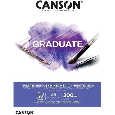 Canson Pad Graduate Mixed Media Скицник 20 A4 200 g White (C400110377)