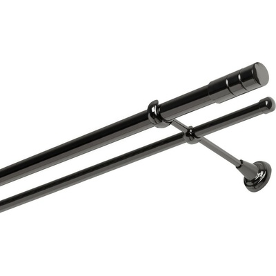 OK-GarnýžeCY Garnýž kovová dvouřadá 25/16mm Cylinder onyx 230 cm do stěny / na tunýlek - bez kroužků