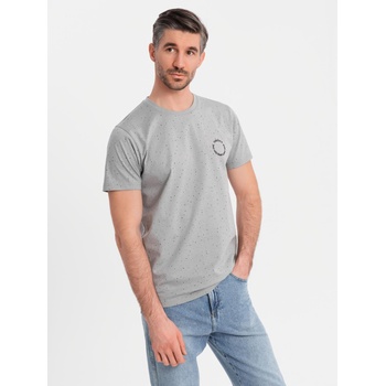 Ombre Clothing Мъжка памучна тениска с печат и кръгло деколте - светлосива Ombre Clothing | Siv | МЪЖЕ | S