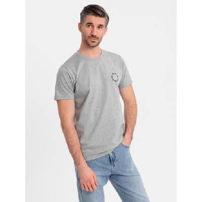 Ombre Clothing Мъжка памучна тениска с печат и кръгло деколте - светлосива Ombre Clothing | Siv | МЪЖЕ | S