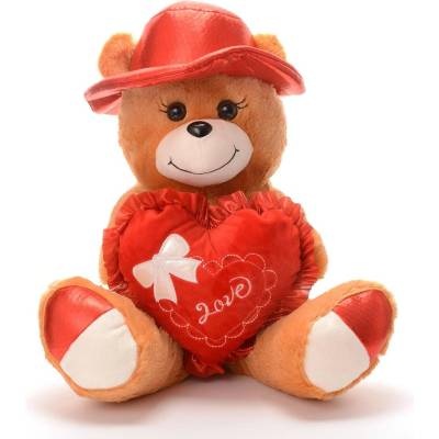 Tea Toys Плюшено мече с капела и сърце Tea Лукс, 45 см, Бежов