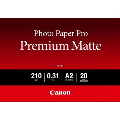 Canon Photo Paper Premium Matte PM-101 8657B017, 210 г/м2, 16.54x23.39", A2, 20 бр. , smooth, мат, бял, фотографска хартия (8657B017)