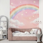 Art Gift Decor Фототапет Пастелна дъга със звезди и облаци