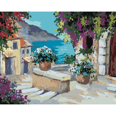 Zuty Malování Podle Čísel Po Schodech K Moři 80 x 100 cm Plátno Rám