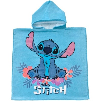 Carbotex Detské bavlnené pončo osuška s kapucňou Lilo & Stitch 55 x 110 cm