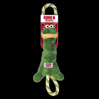 KONG Tugger Knots Small/Medium Frog - Здрава кучешка играчка за дърпане и дъвчене - жаба с две дръжки 36 см