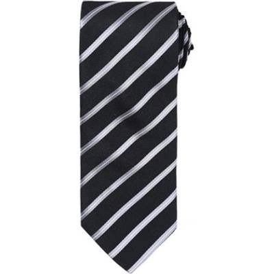 Premier Workwear športová pruhovaná kravata PR784 Black Stripe
