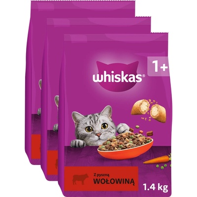 Whiskas Hovädzie 3 x 1,4 kg