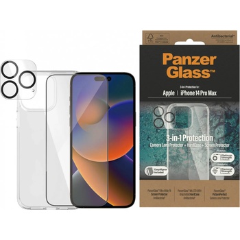 Image 1 of Panzer Стъклен протектор PanzerGlass iPhone 14 Pro Max Bundle (UWF screen protector, HardCase, протектор за камераt)