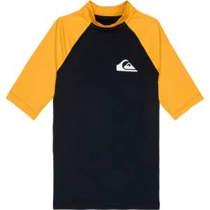 Quiksilver Детска плажна тениска от ликра Quiksilver Kid's Everyday UPF50 S/S Lycra - Black / Mineral Yellow - размер 16 (US) (750-1801-0715)