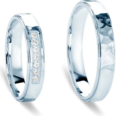 SAVICKI Сватбени халки: бяло злато, плоски. 4 мм