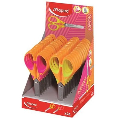 Maped Ножица, дисплей, училищна, 13 см, MAPED "Soft Neon", смесени цветове 464401 (464401)