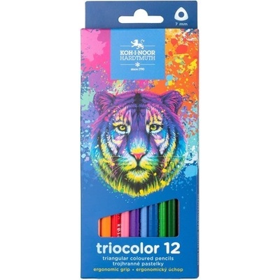 Koh i Noor 3132/12 trojhranné pastelky Triocolor tenké 12 barev tygr