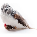 MagicHome Vtáčik páperový 15x10x12.5 cm bielo sivý