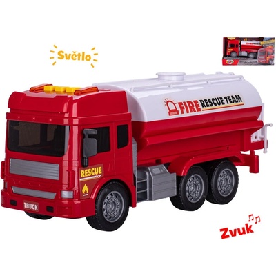 Mikro Trading Auto hasiči cisterna 28cm na setrvačník na baterie se světlem a zvukem v krabičce