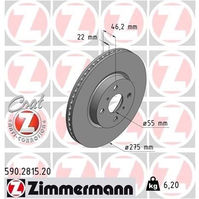 Brzdový kotúč ZIMMERMANN 590.2815.20 (590281520)