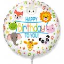 Godan Fóliový balón Happy Birthday To You zvieratká 45 cm