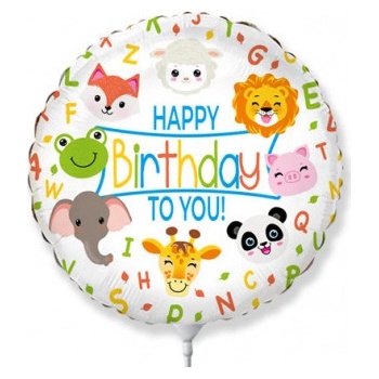 Godan Fóliový balón Happy Birthday To You zvieratká 45 cm