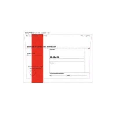 Obálky B6 s dodejkou - s červeným pruhem / 1000 ks