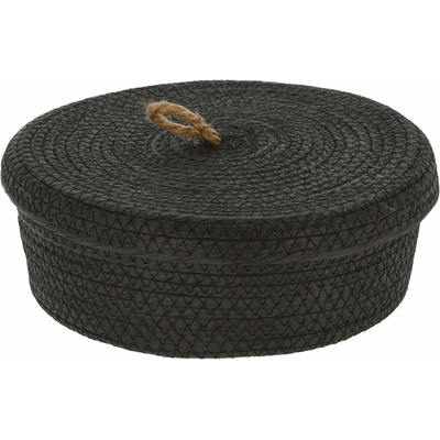 H&L Úložný košík BlackTwist M 21×8,5 cm černý s víkem