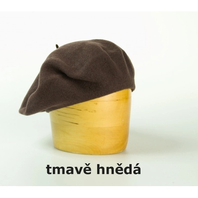 Vlněný baret jednobarevný 115´ hnědá