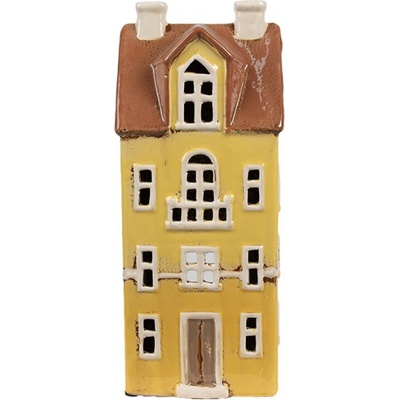 Žlutý keramický domeček na čajovou svíčku Houthem XXVIX – 11x9x25 cm