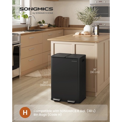 Songmics 2 x 30 l s pedálovým ovládaním, tichým zatváraním, čierny