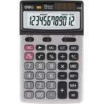 Deli Калкулатор Deli Smart E1239, 12 разряден дисплей, настолен, двойно захранване, Memory, Mark Up (MU), Grand Total (GT), %, бутон за бърза корекция, корен квадратен, сребрист (Smart E1239) Калкулатори
