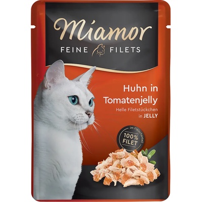 Miamor Feine Filets v želé 24 x 100 g - kuracie mäso & paradajky