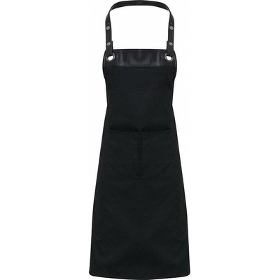 Premier Workwear Zástěra do kavárny s dekorativním lemováním z umělé kůže černá černá 70x81cm PW123