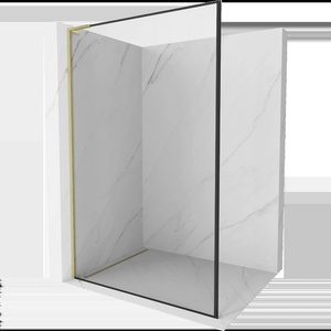 Mexen Kioto L стена за душ Walk-in 50 x 200 cm, черна рамка, златист мат - 800-050-103-55-70 (800-050-103-55-70)