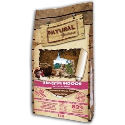 Natural Greatness Sensitive Indoor 83% meat - храна подходяща за израснали и възрастни котки, кастрирани, с наднормено тегло, гледани вкъщи, с 83% месо 0, 6 кг ASC39SI6B