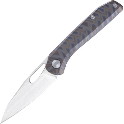 FerraMonster Xandros S90V Hand Rubbed Satin with Flamed Pattern Titanium handl FM23007-C