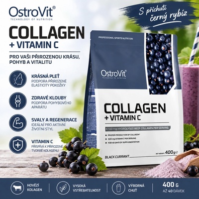 OstroVit Kolagén + Vitamín C čierne ríbezle 400 g
